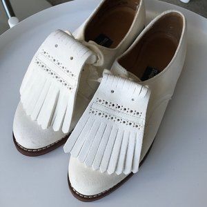 Vintage Ralph Lauren White Bucks Shoes Flats NUBUCK Suede 8.5 B